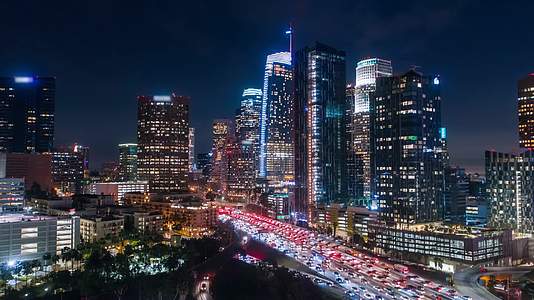 繁华大都市建筑灯光夜景城市全景视频视频的预览图