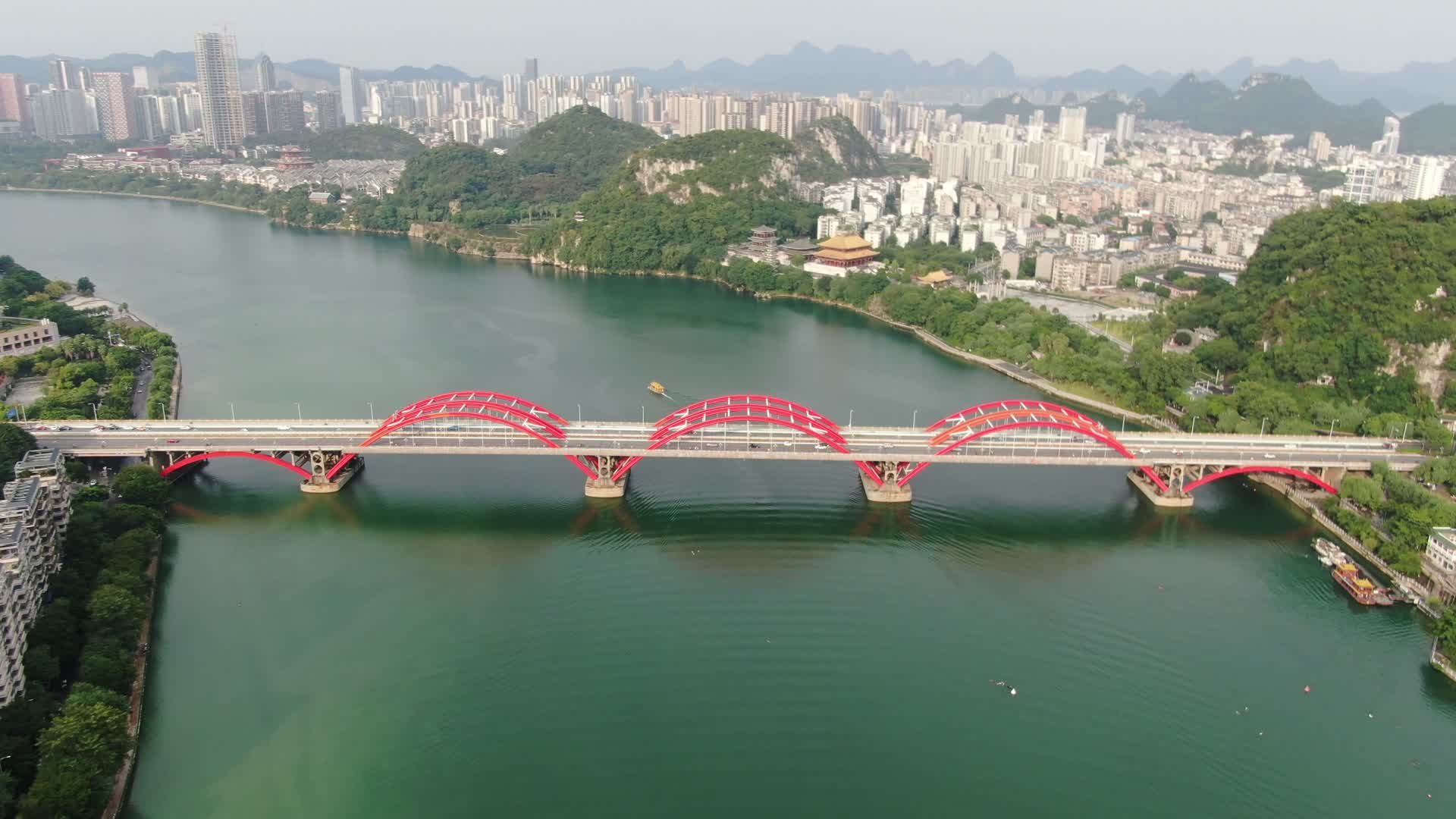 航拍广西柳州柳江文惠大桥视频的预览图