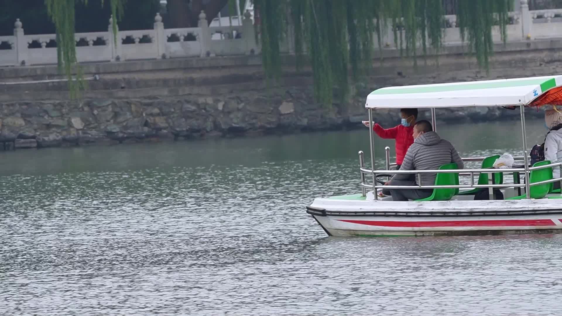 脚踏船公园租船游玩划船泛舟游湖视频的预览图