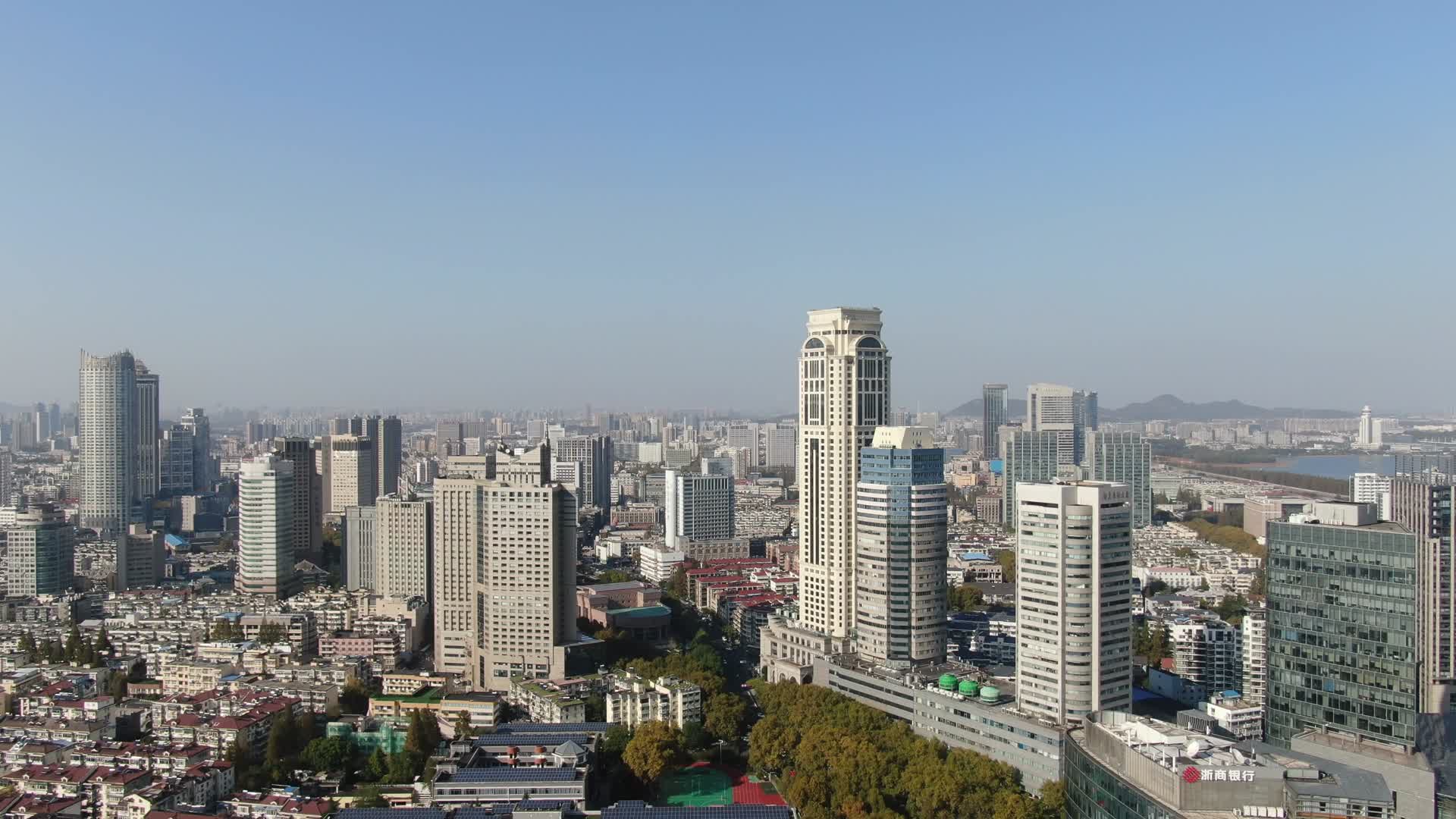 航拍江苏南京城市建设高楼建筑视频的预览图