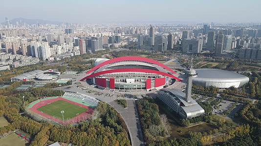 航拍江苏南京奥林匹克体育中心视频的预览图