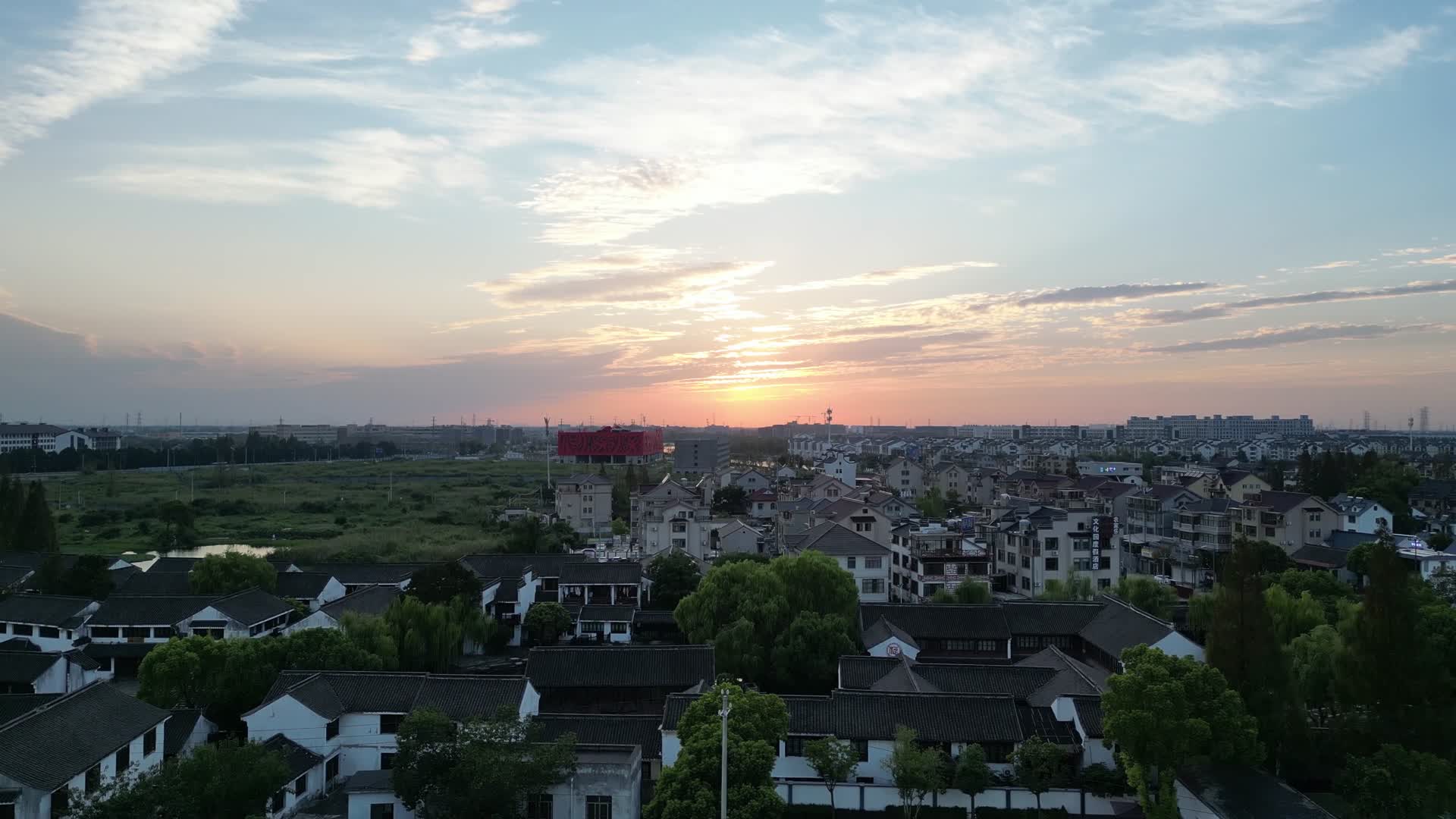 浙江嘉善西塘古镇景区航拍视频的预览图