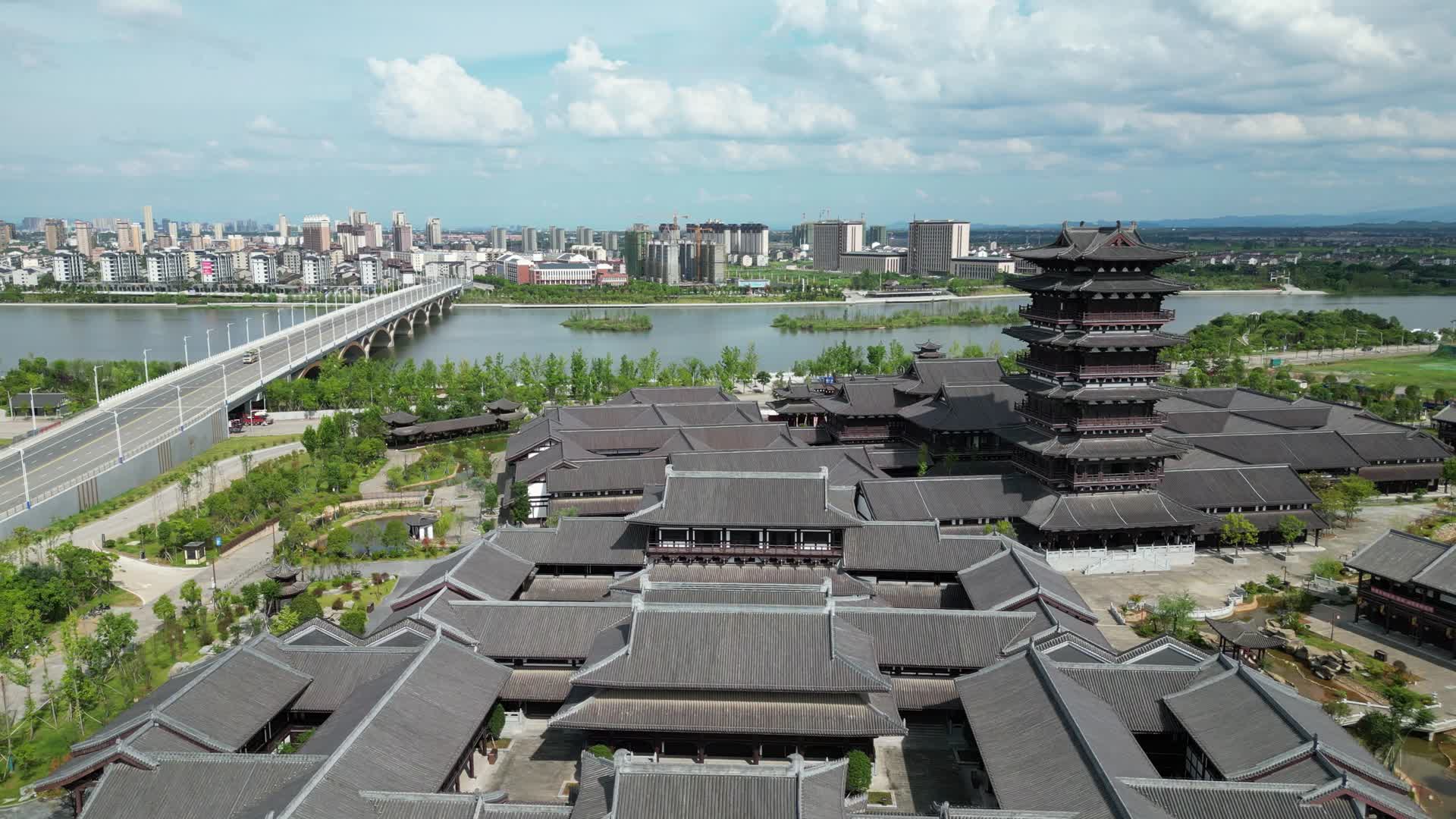 抚州临汝书院建筑航拍视频的预览图