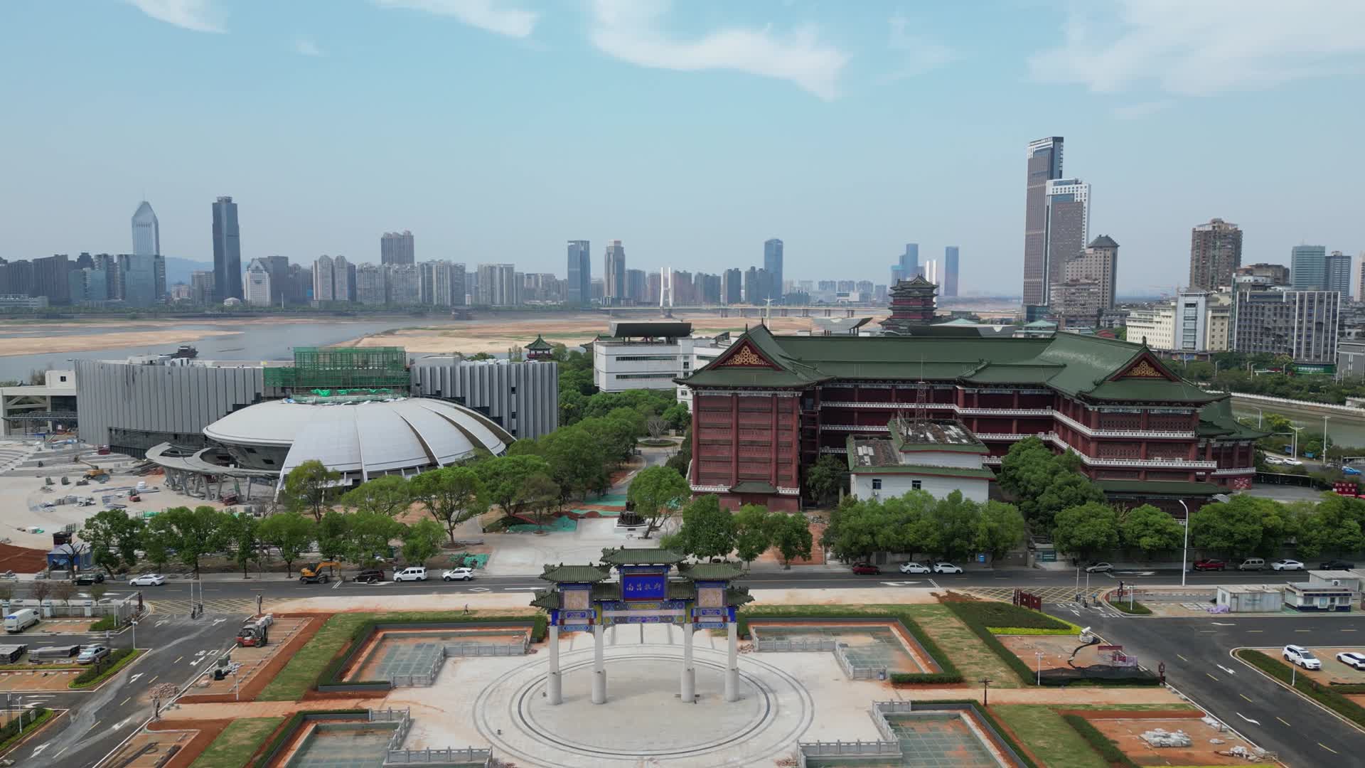 航拍江西南昌市图书馆视频的预览图
