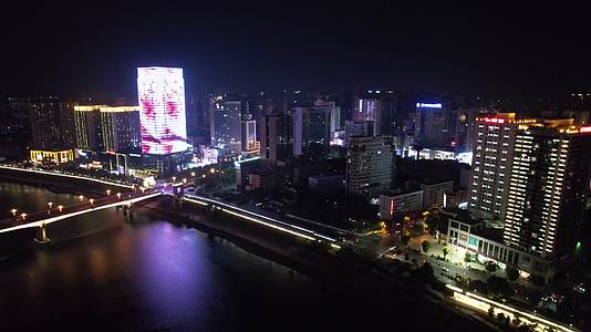 航拍湖南株洲城市夜景视频的预览图
