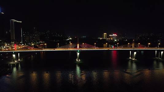 航拍湖南株洲天元大桥夜景视频的预览图