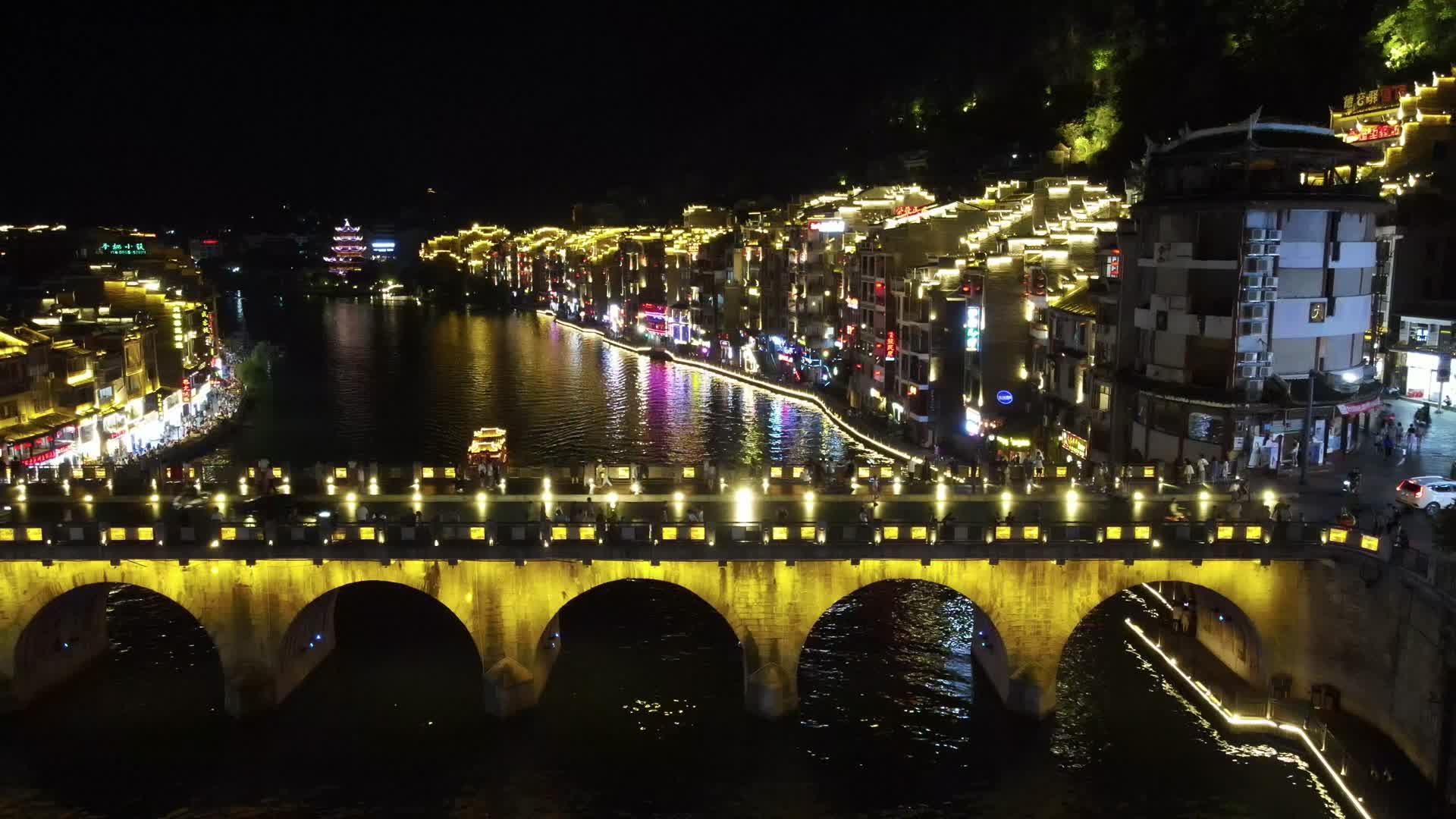 5A景区贵州镇远古镇夜景灯光视频的预览图