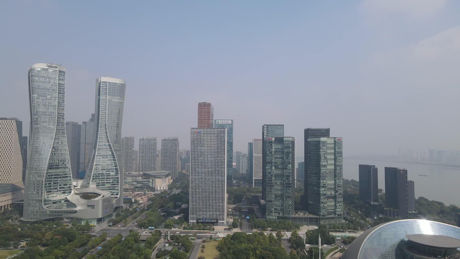 城市航拍杭州钱江新城CBD建筑视频的预览图