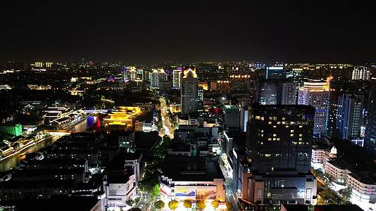 航拍江苏苏州城市夜景灯光视频的预览图