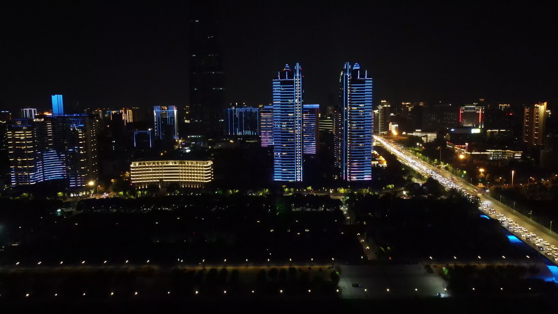 航拍湖北武汉城市夜景灯光视频的预览图