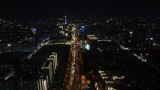 航拍河南郑州城市交通大道夜景视频的预览图