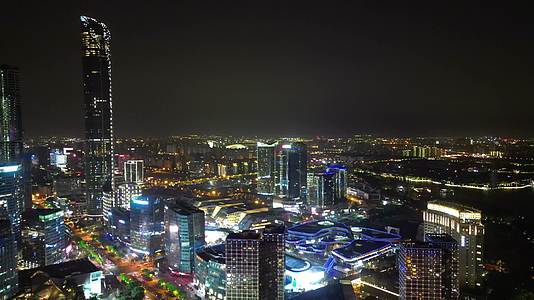 航拍江苏苏州工业园区时代广场国金中心夜景视频的预览图