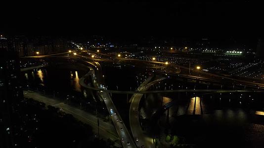 俯瞰杭州城市夜景灯光视频的预览图