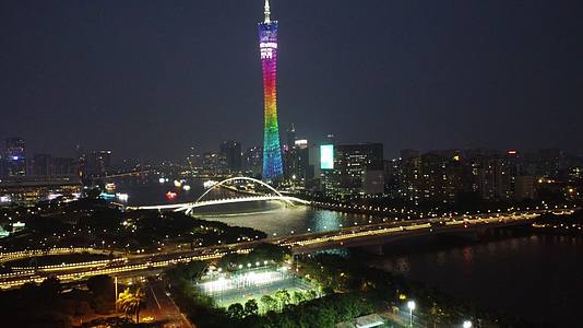广州城市夜景广州塔小蛮腰视频的预览图