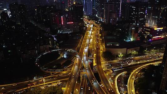 广州城市夜景立交桥视频的预览图