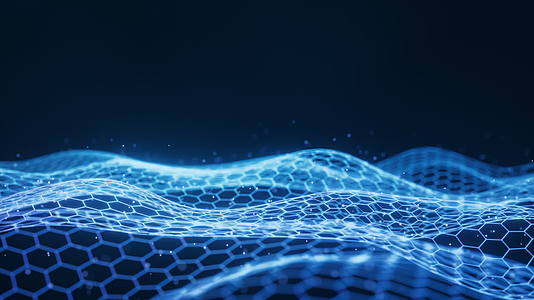 蓝色六边形科技网格背景3D渲染视频的预览图