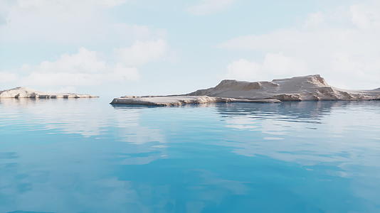 户外地形与湖面水面波纹3D渲染视频的预览图