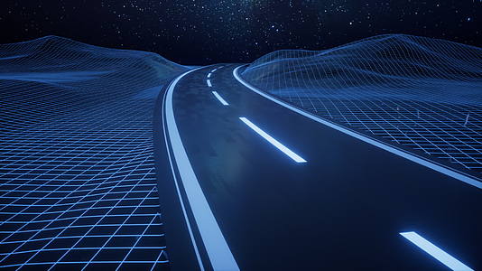 曲线的道路与数字空间3D渲染视频的预览图