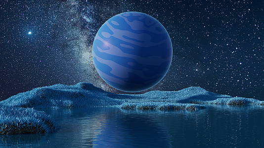星球与户外地面背景3D渲染视频的预览图