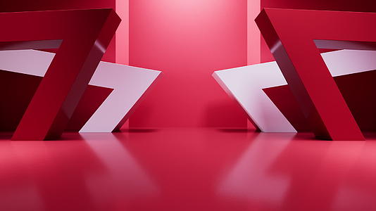 红色创意几何体室内空间3D渲染视频的预览图