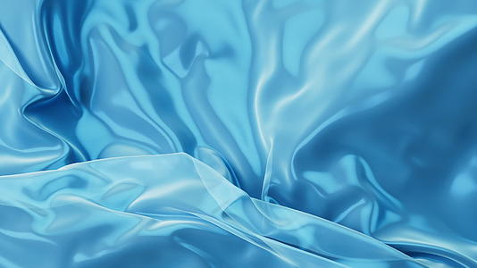 流动飘舞的蓝色光泽布料3D渲染视频的预览图