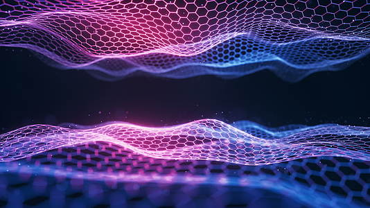 紫色六边形科技网格网络空间背景3D渲染视频的预览图