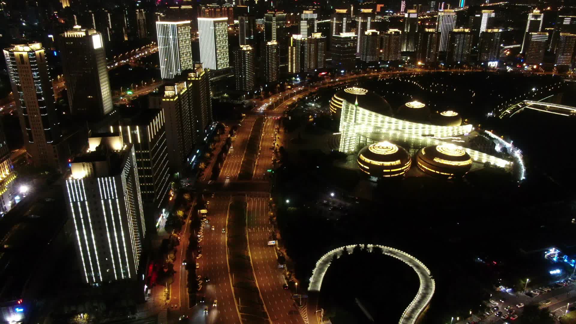 河南郑州城市夜景灯光风光航拍视频的预览图