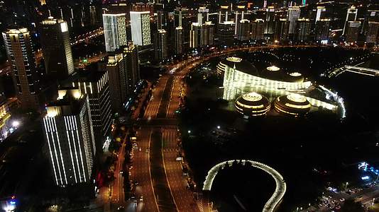 河南郑州城市夜景灯光风光航拍视频的预览图