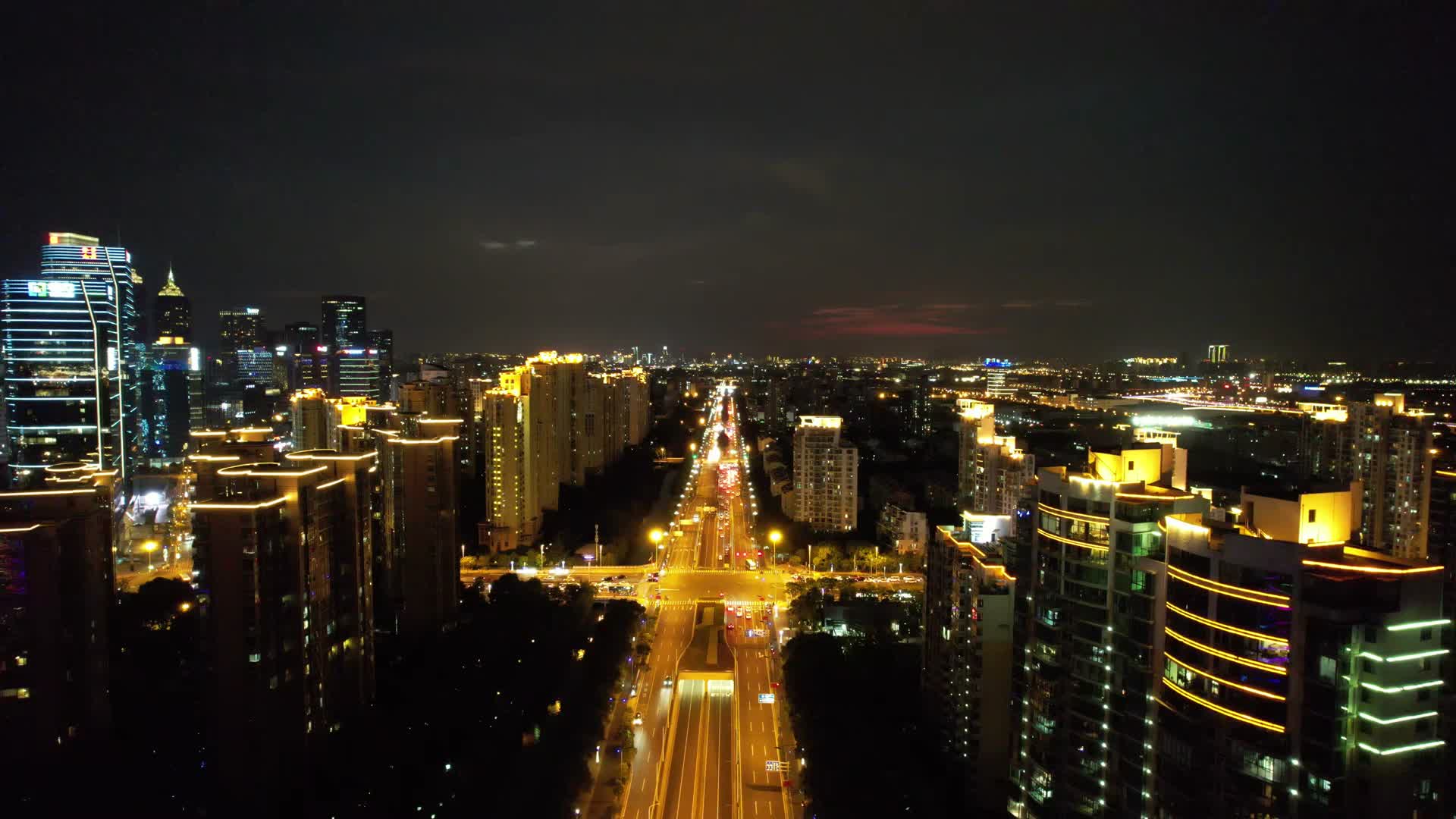 苏州城市夜景灯光航拍江苏视频的预览图