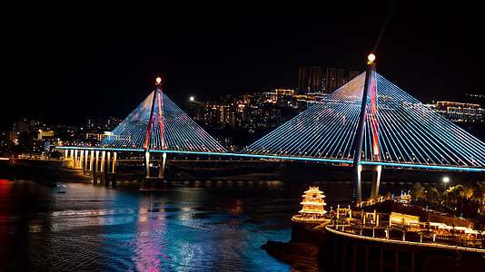 8K巴东长江大桥全国百强县夜景延时视频的预览图