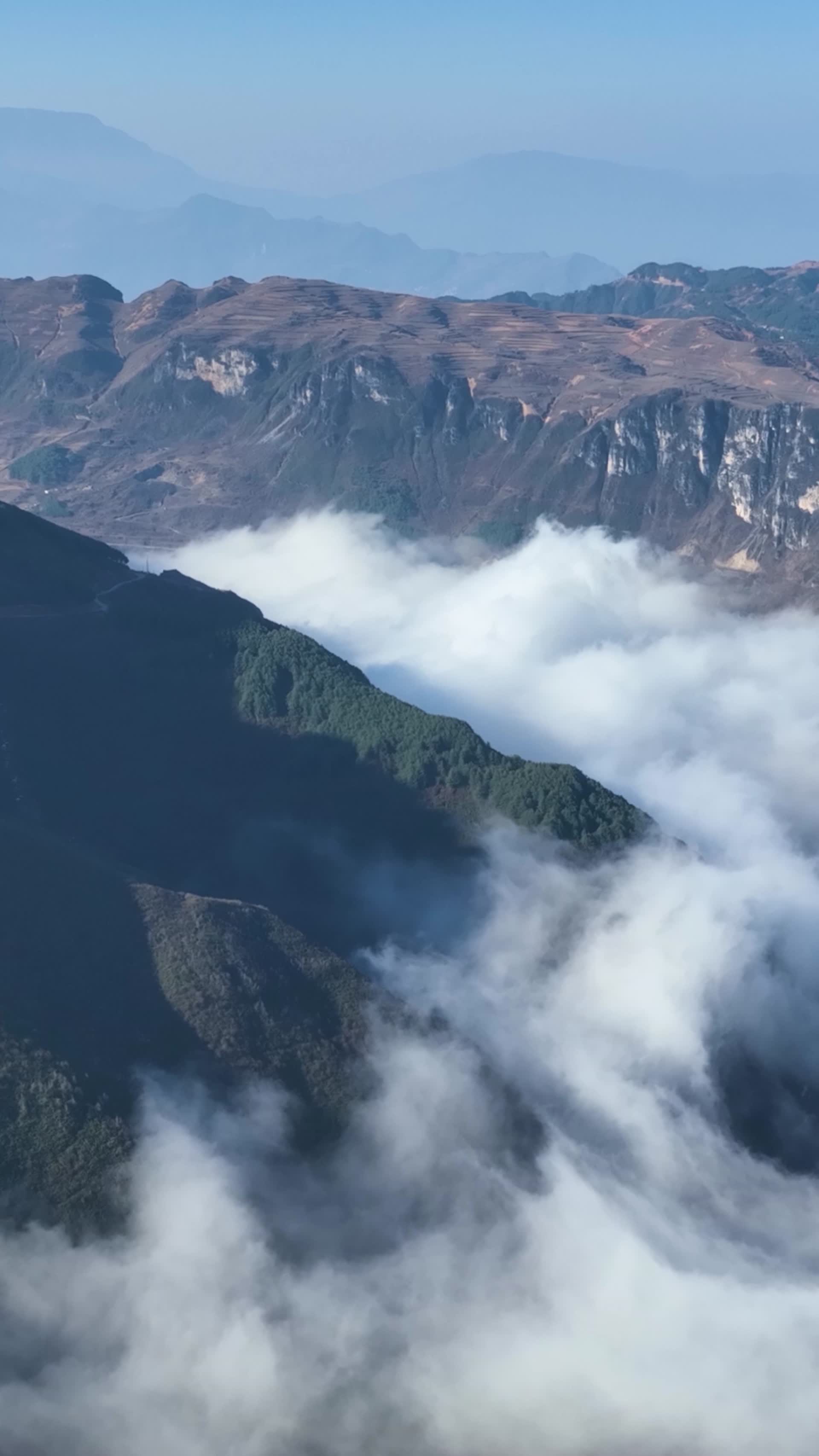 高清竖屏航拍大山包云海视频的预览图