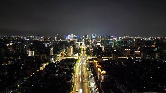 浙江杭州城市夜景灯光交通航拍视频的预览图