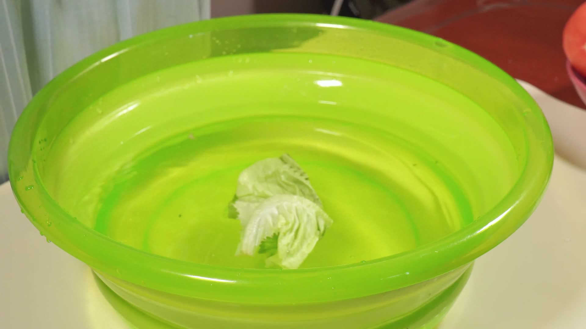 罗马生菜水盆清洗绿叶菜蔬菜沙拉生菜视频的预览图