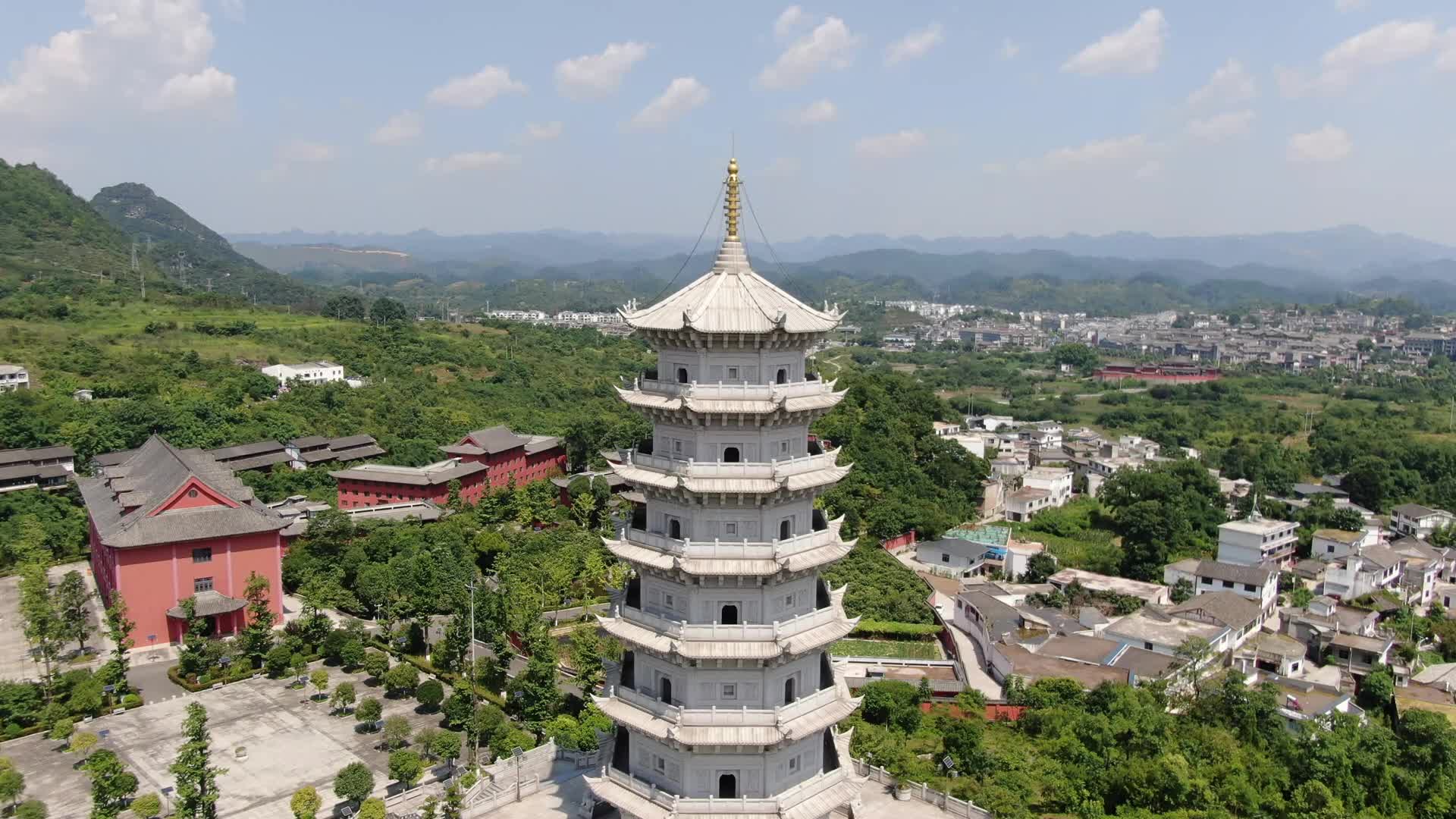 贵州贵阳大金国寺航拍视频的预览图