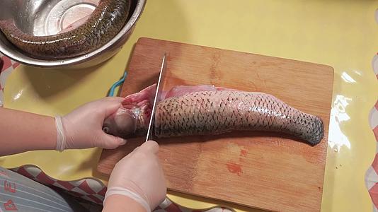 草鱼切段切鱼肉鱼块视频的预览图