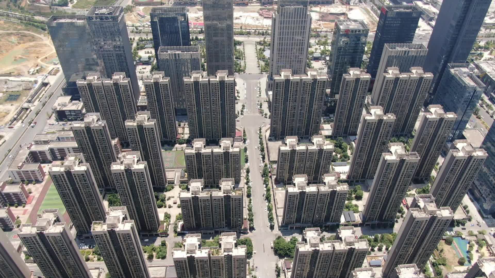 小区住宅环境高楼建筑航拍视频的预览图