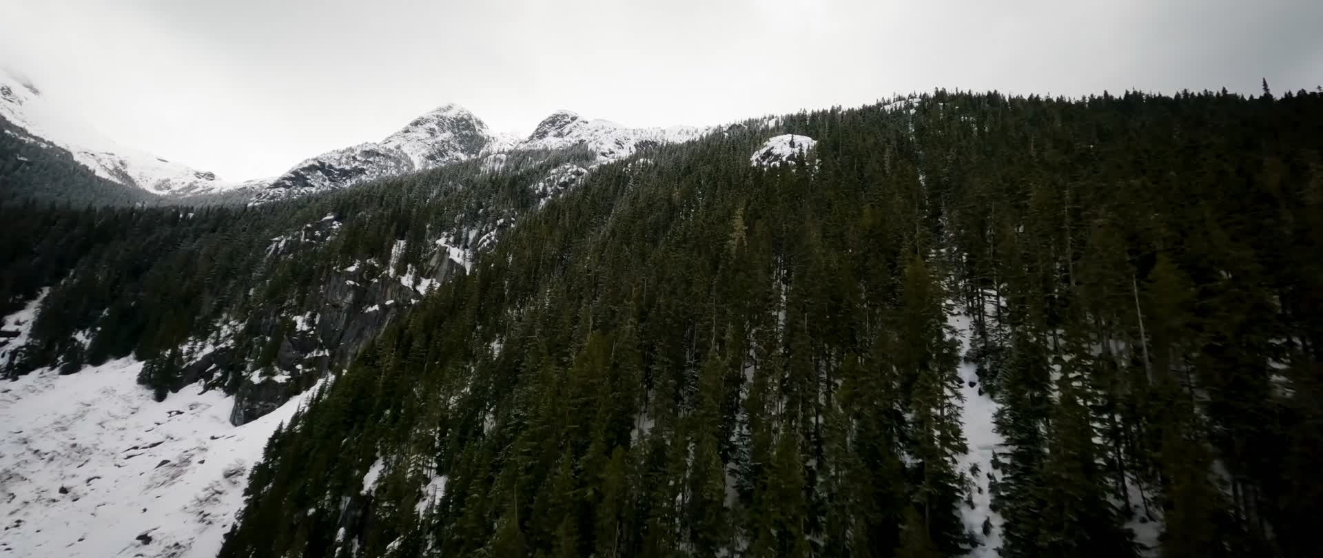 穿越机冬季雪山森林山脉航拍视频的预览图