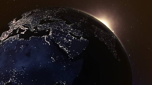 地球上的日出美丽行星地球世界地图视频的预览图