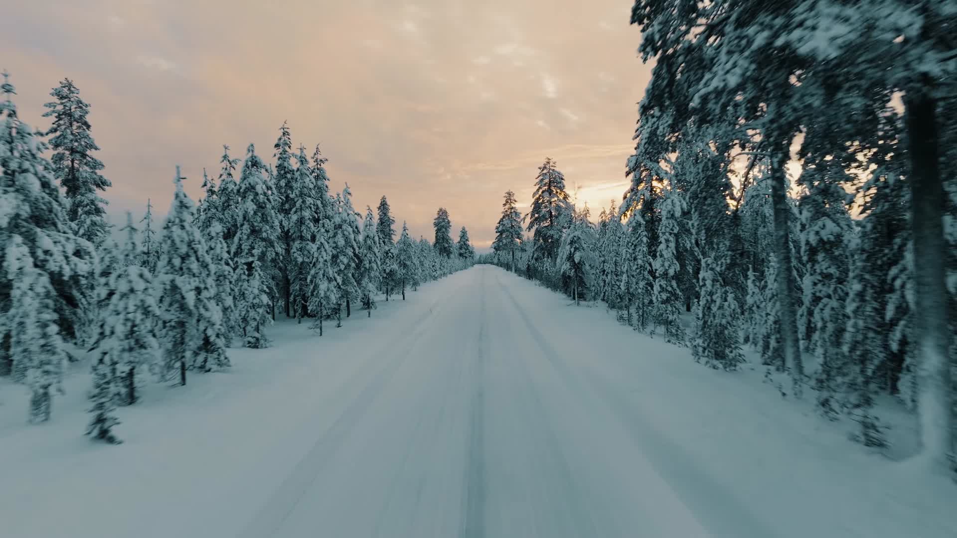 冬季森林大雪汽车行驶航拍视频的预览图