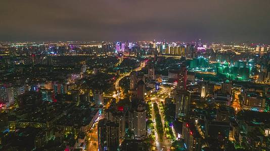 航拍浙江杭州城市夜景延时摄影视频的预览图