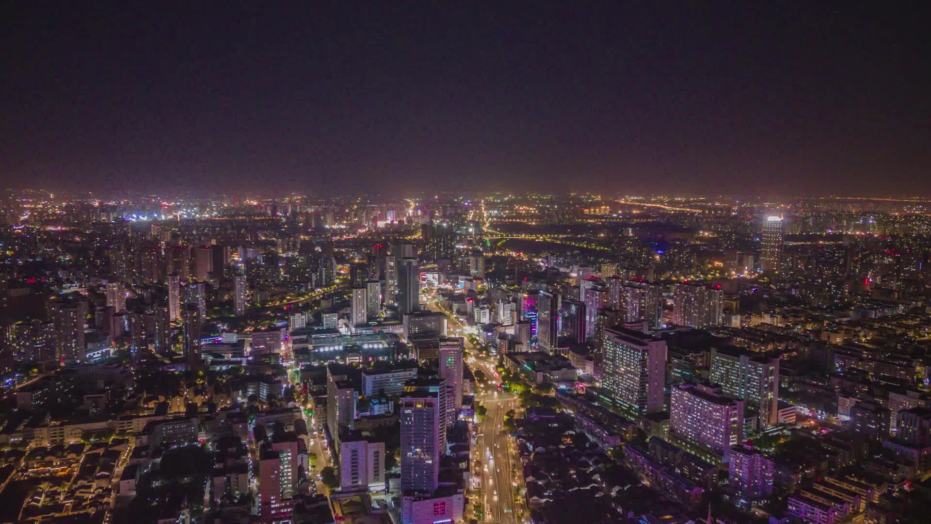 航拍江苏常州城市夜景延时视频的预览图