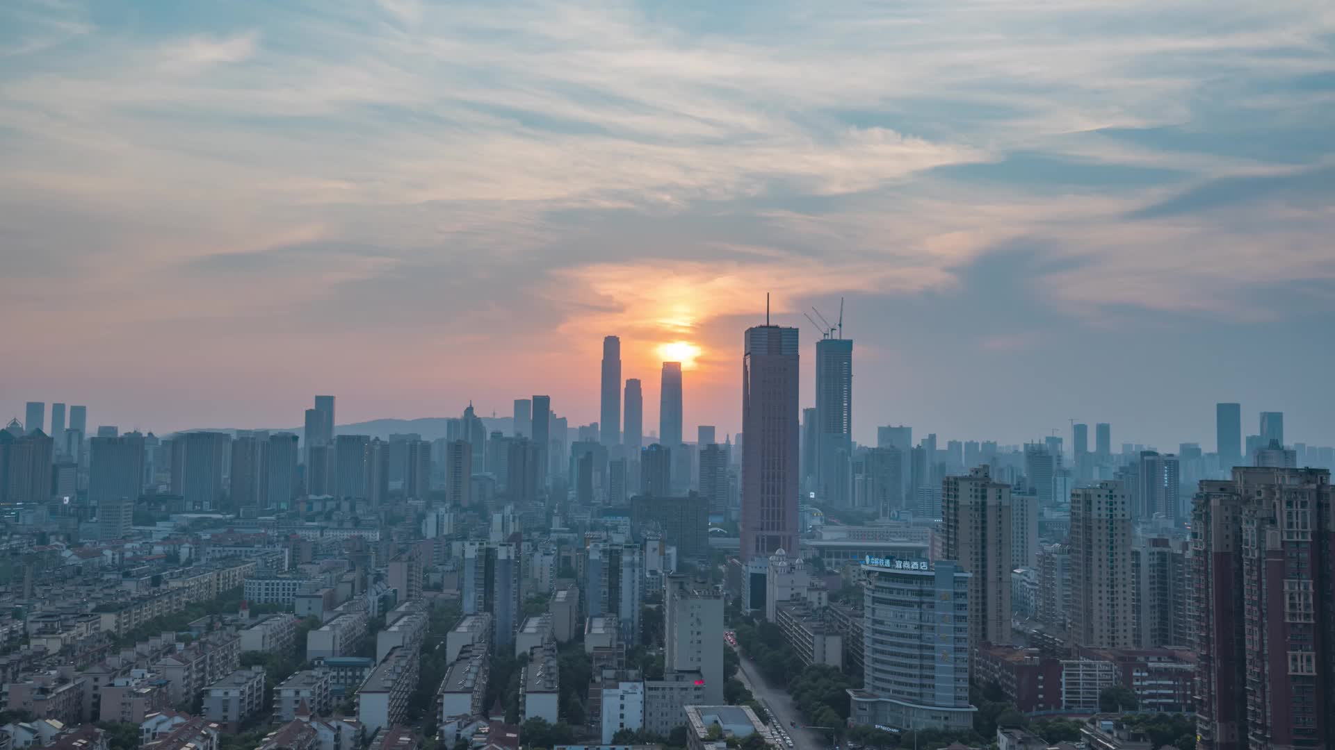 湖南长沙城市大景长沙日落延时摄影视频的预览图