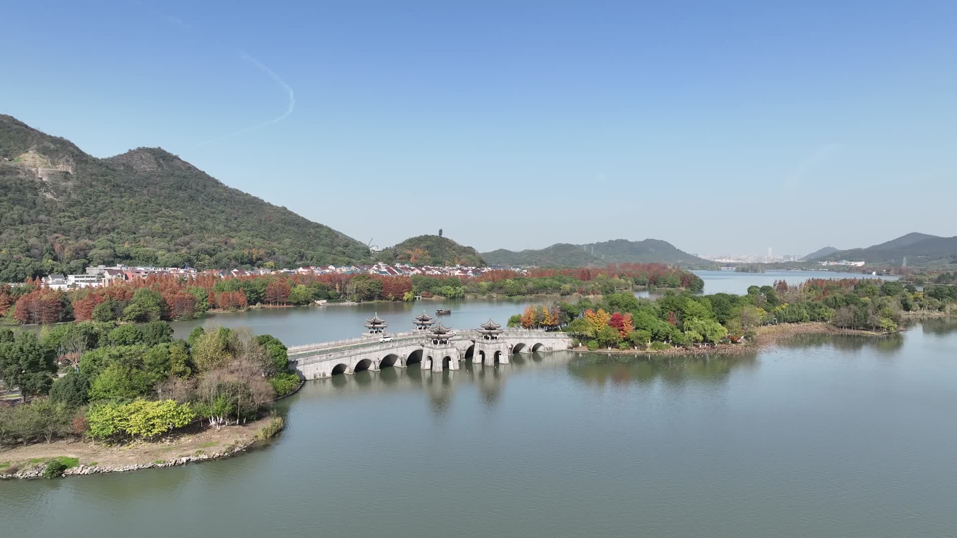 湘湖四亭桥航拍视频的预览图