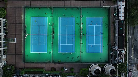 下沙网球场垂直航拍视频的预览图