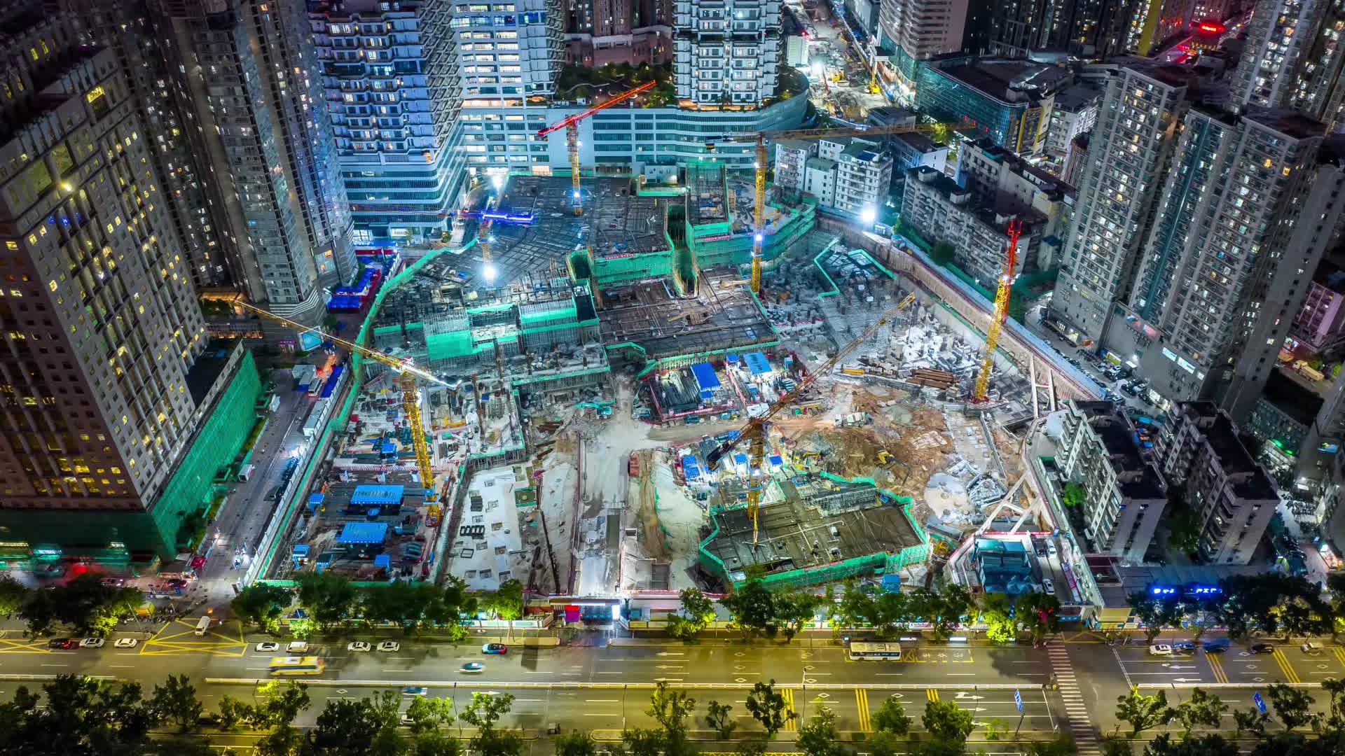 深圳福田路旁的工地延时摄影视频的预览图