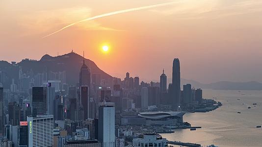 香港岛宝马山视角日落延时摄影视频的预览图