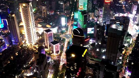 航拍南京新街口夜景视频的预览图
