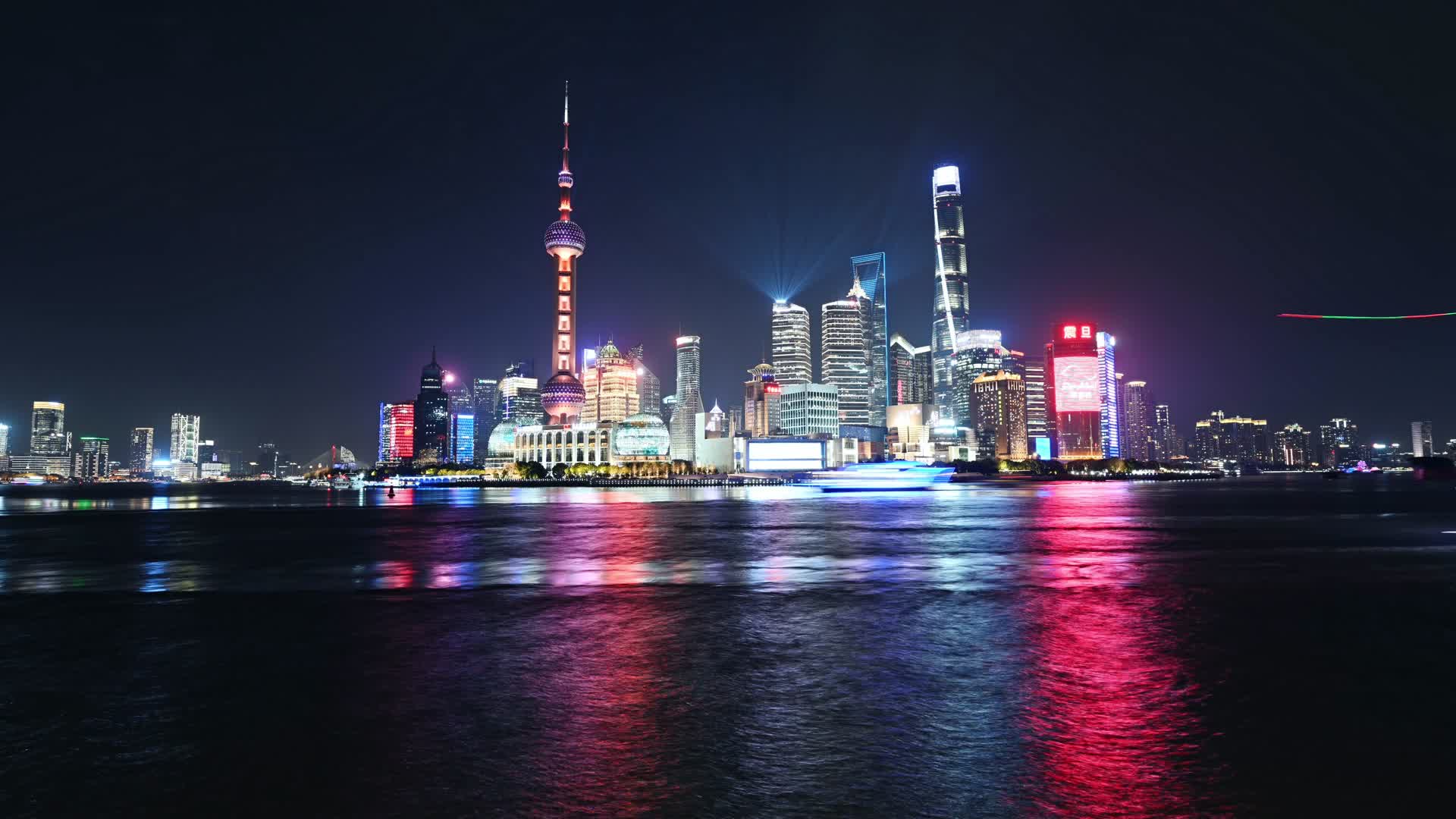 上海陆家嘴灯光秀五一节日灯光上海夜景视频的预览图