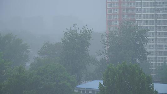 雾气雾霾阴天下雨暴雨中的城市视频的预览图