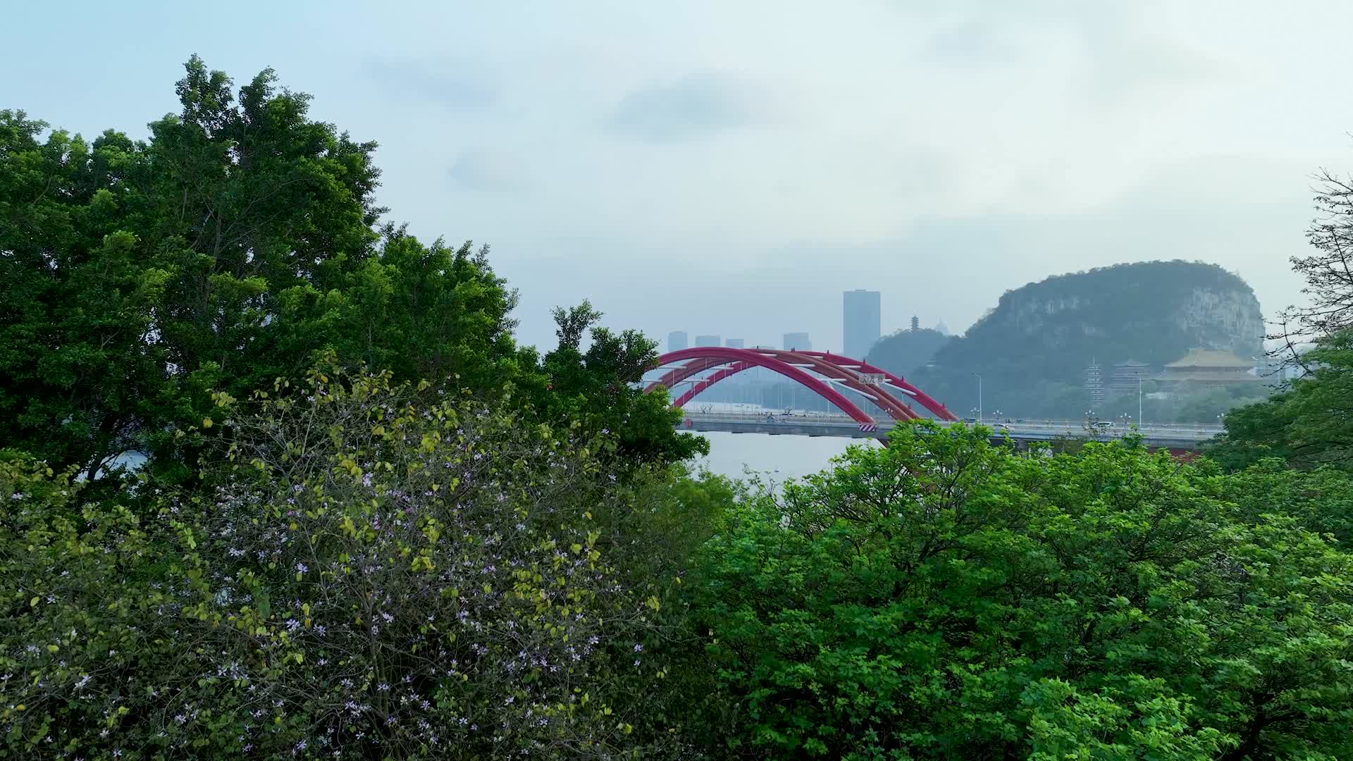 4K航拍广西柳州文惠桥文庙视频的预览图